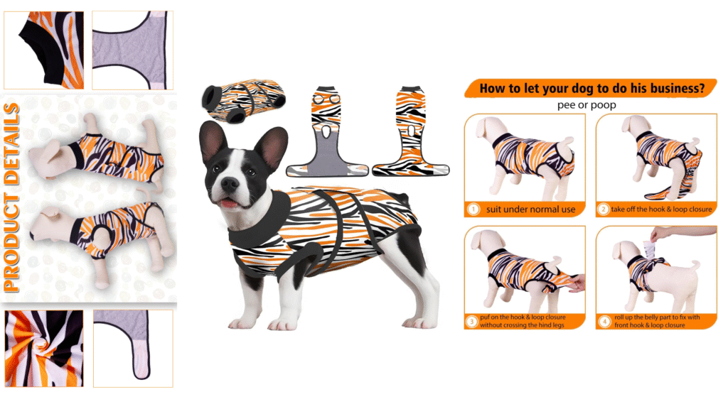 2. PetWarm Dog Recovery Suit (Leopard Pattern – Grey, XS)