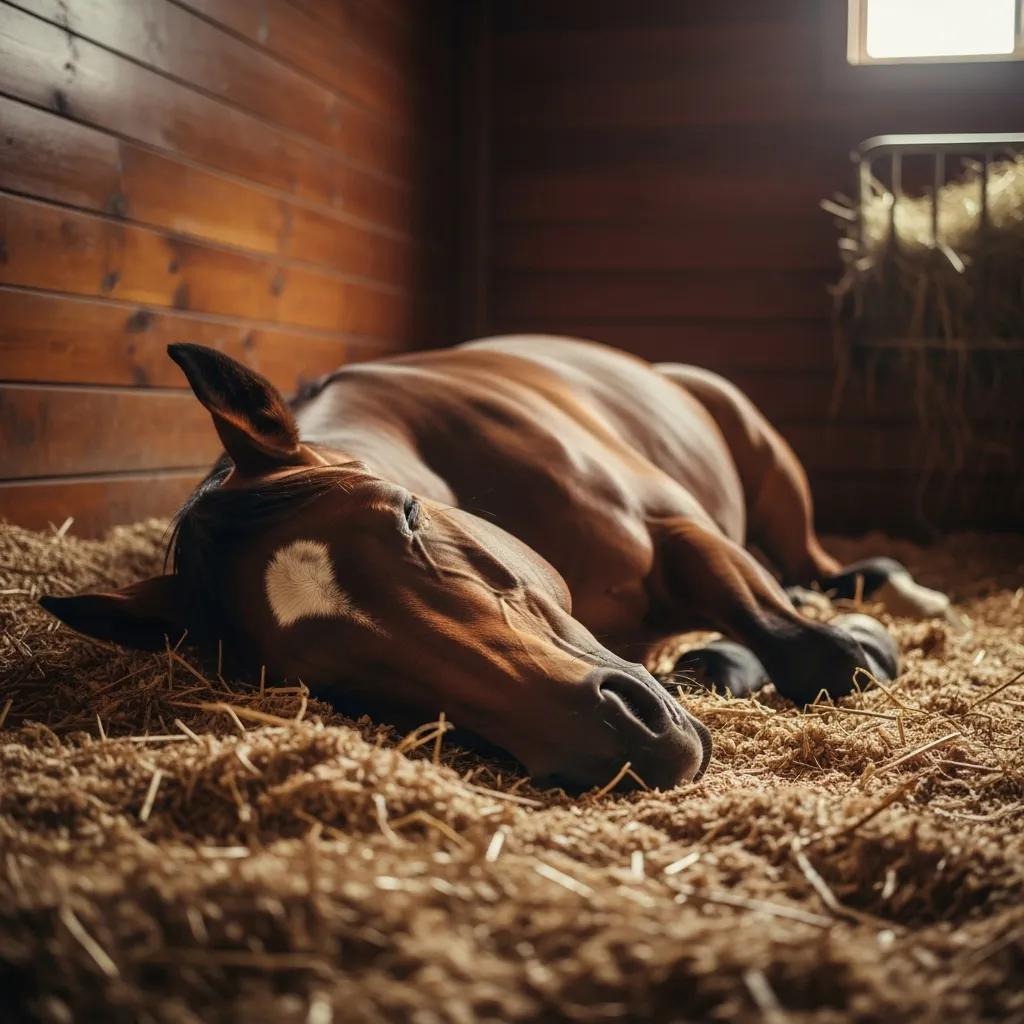 Horse resting in a stable | do horses sleep standing up