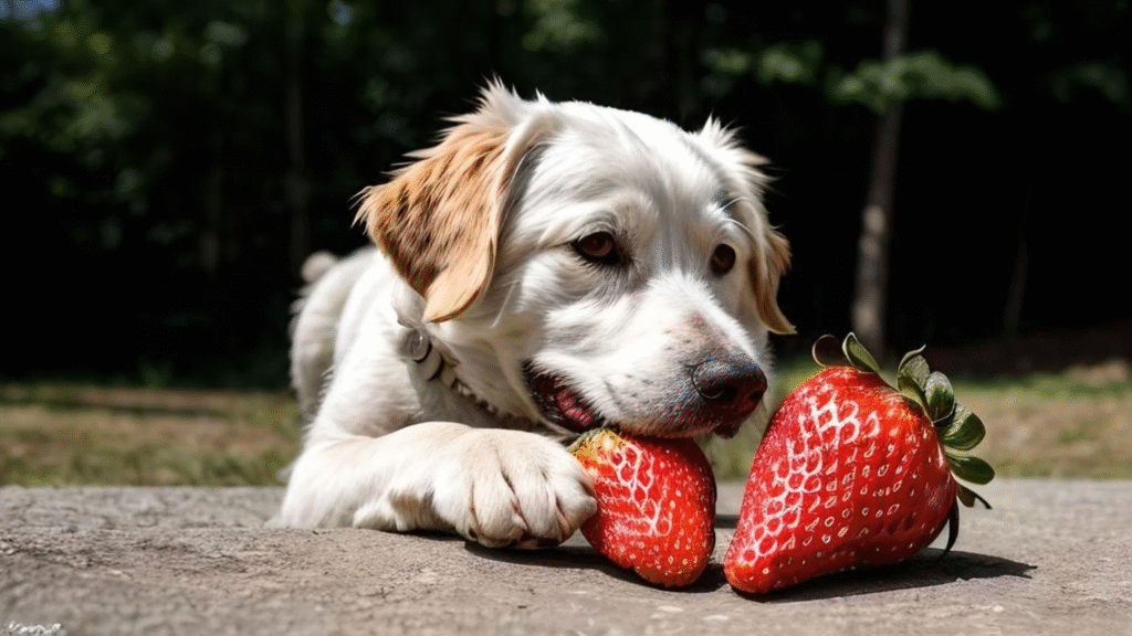 A dog is trying to eat strawberries. Are Strawberries Safe for Dogs? | Can Dogs Eat Strawberries