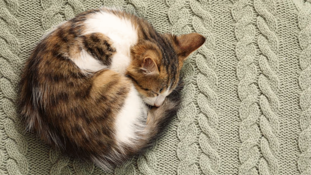 The Curled Up cat sleeping positions (The Donut)