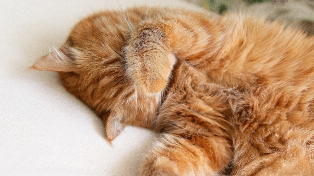 cat Sleeping Paws Covering Face